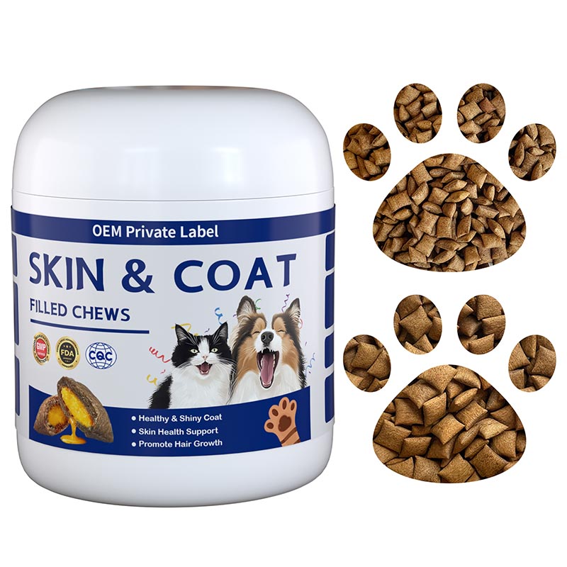 skin & coat chews – pillow shape filled